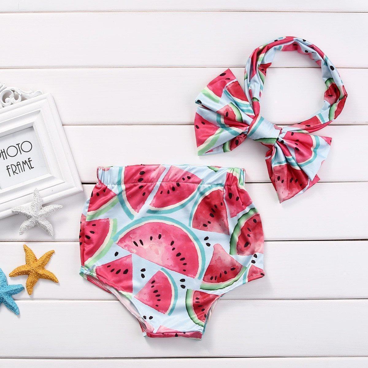 Cute Summer Watermelon Outfit Set with Headband