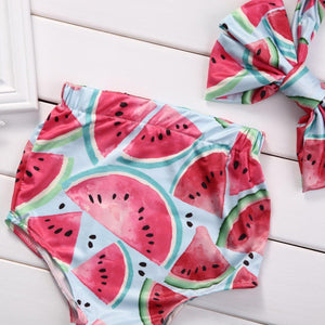 Cute Summer Watermelon Outfit Set with Headband