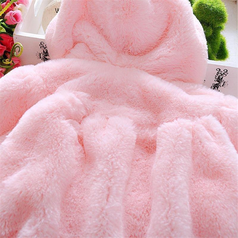 Adorable Fur Hooded Warm Coat For Baby Girl