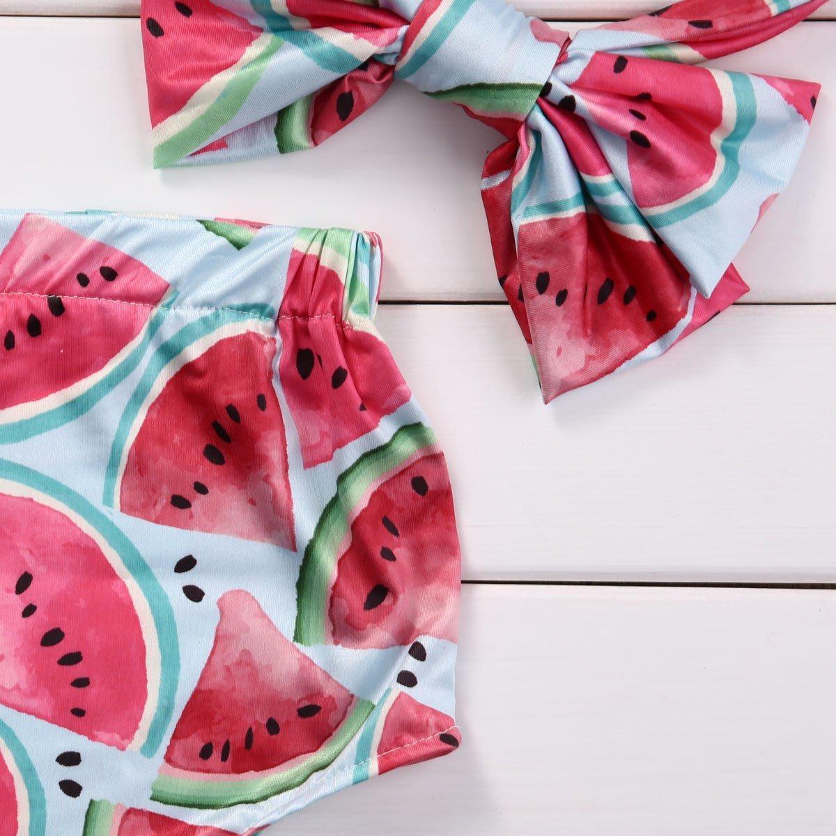 Cute Summer Watermelon Outfit Set with Headband
