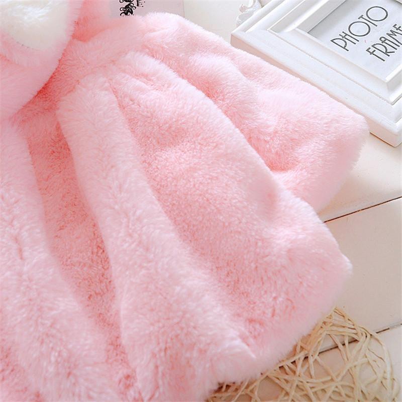Adorable Fur Hooded Warm Coat For Baby Girl