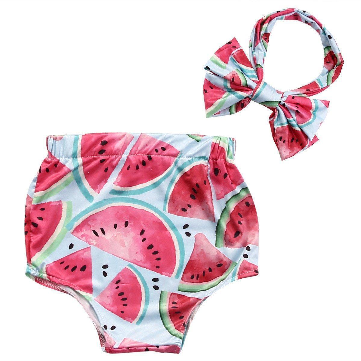 Cute Summer Watermelon Outfit Set with Headband