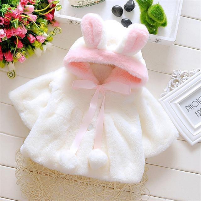 Adorable Fur Hooded Warm Coat For Baby Girl