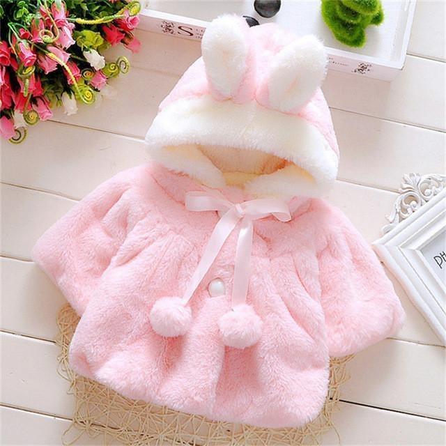 Adorable Fur Hooded Warm Coat For Baby Girl