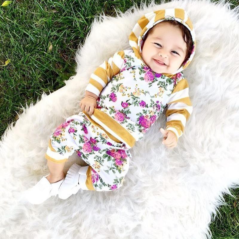 Cute Swag Floral Hooded Set