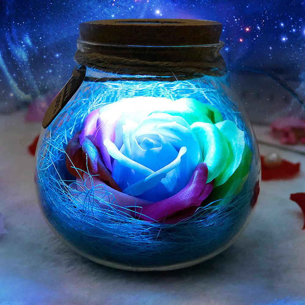 LED RGB Lamp Night Light Flower Bottle