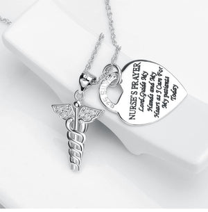 925 Sterling Silver Caduceus Angel Nursing Themed Pendant Necklace